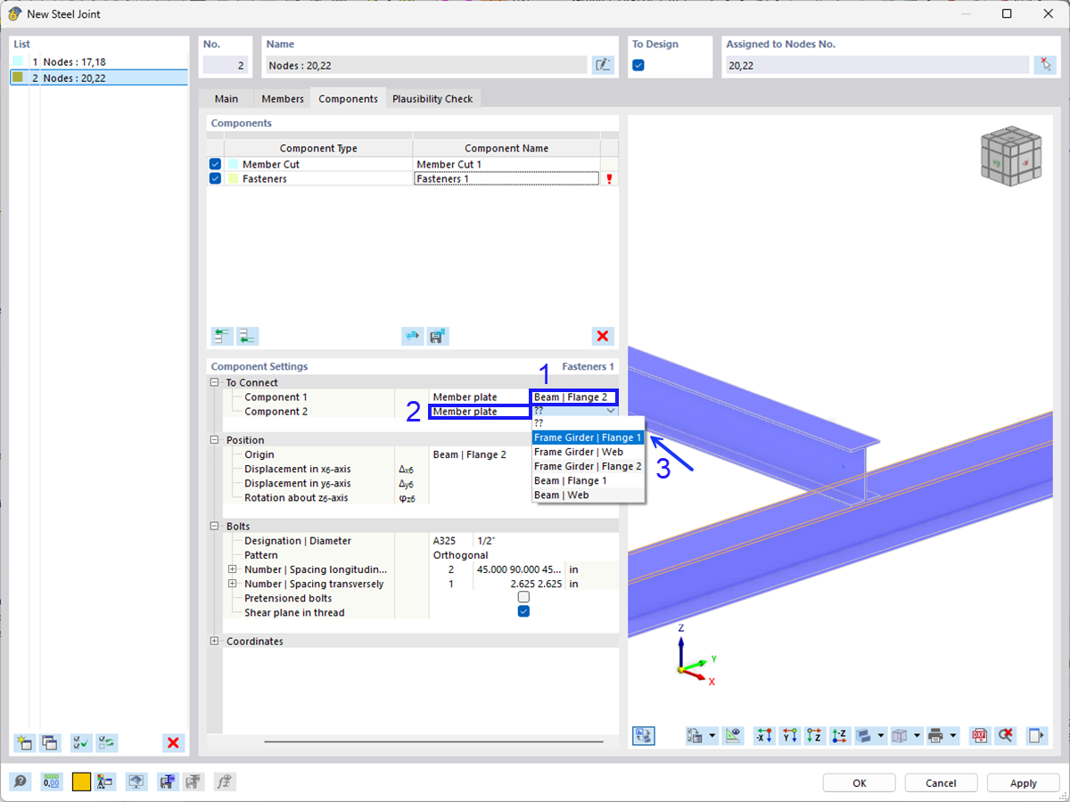 Defining Components for Fasteners