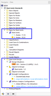 Navigator Items for Steel Joint Design