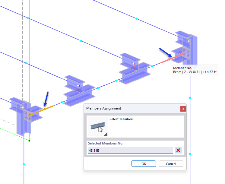 Selecting Parts of Members for Defined Hinge