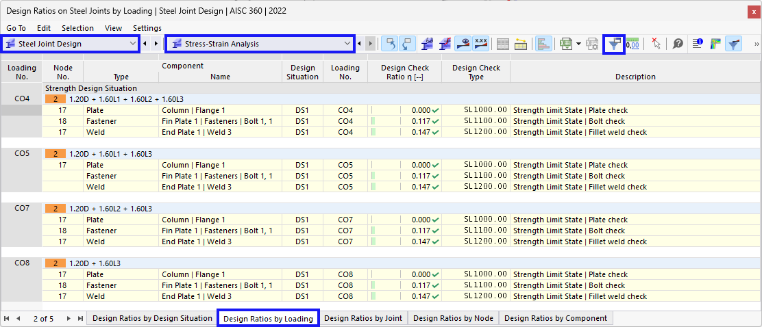 Tables for "Design Ratios on Steel Joints"