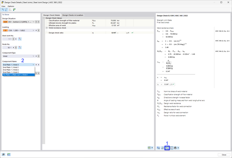 Design Check Details of Fillet Weld