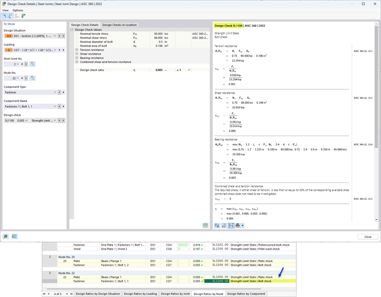 Design Check Details of Bolt