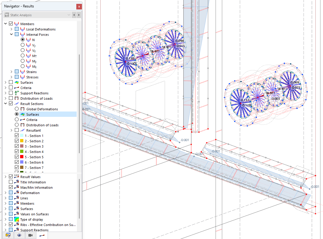 Results of Members (Bolts) and of Result Sections (Welds)