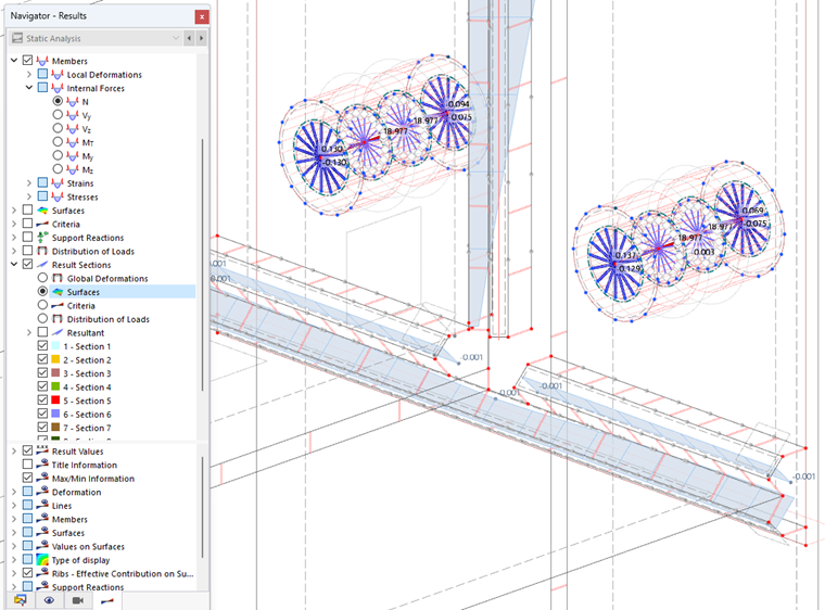Results of Members (Bolts) and of Result Sections (Welds)