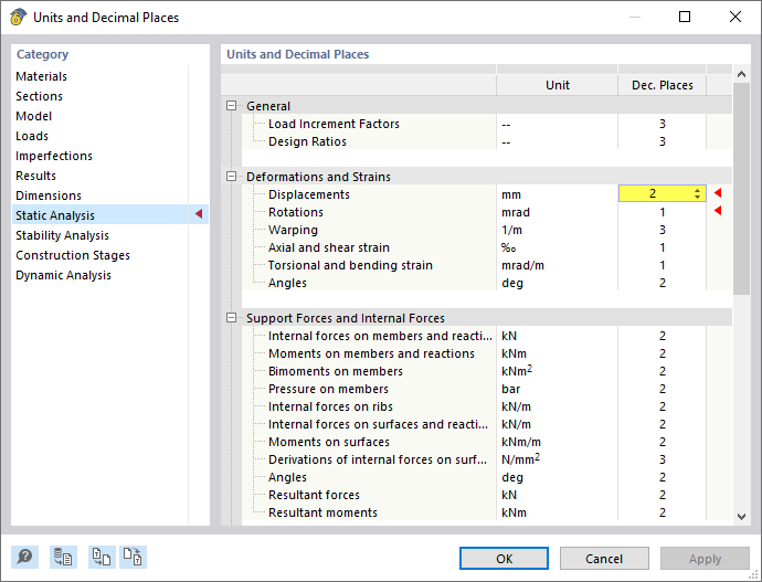 Adjusting Decimal Places for Deformations