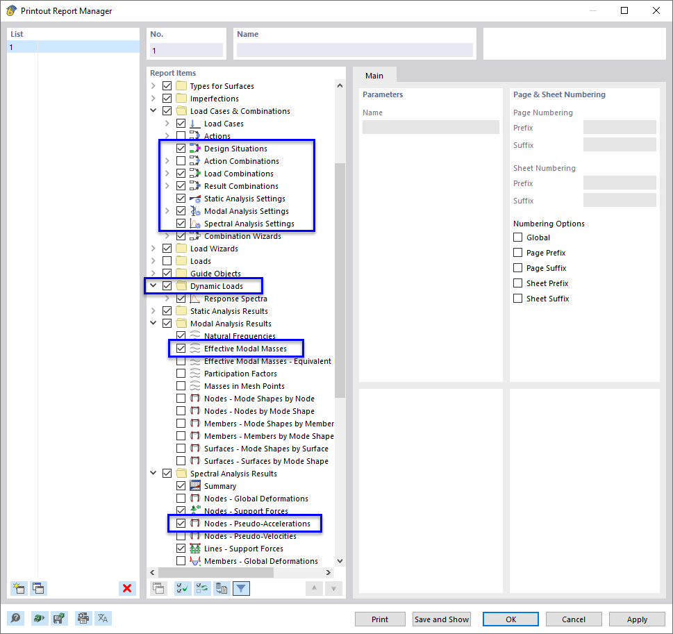 Adding Dynamic Analyses Data to Printout Report