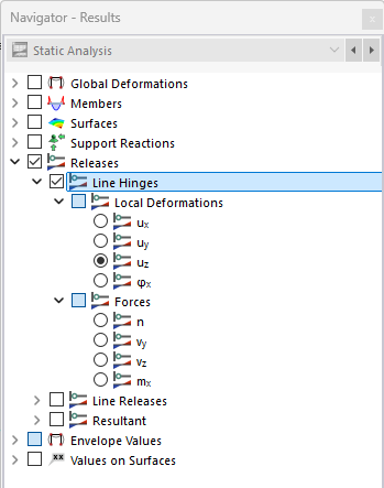 Selecting Results for Line Releases in Navigator