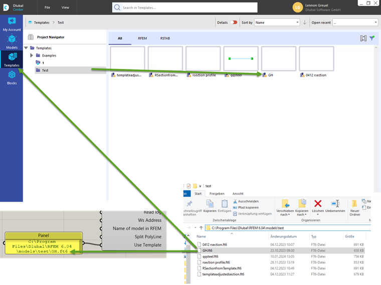 Template Linked to Project in Dlubal Center