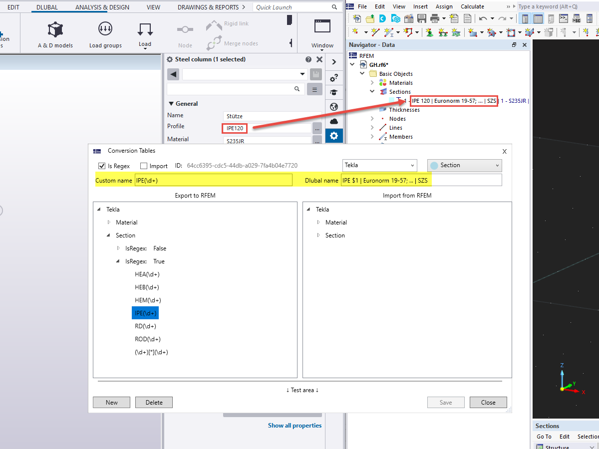 Cross-Section Conversion with Regular Expression