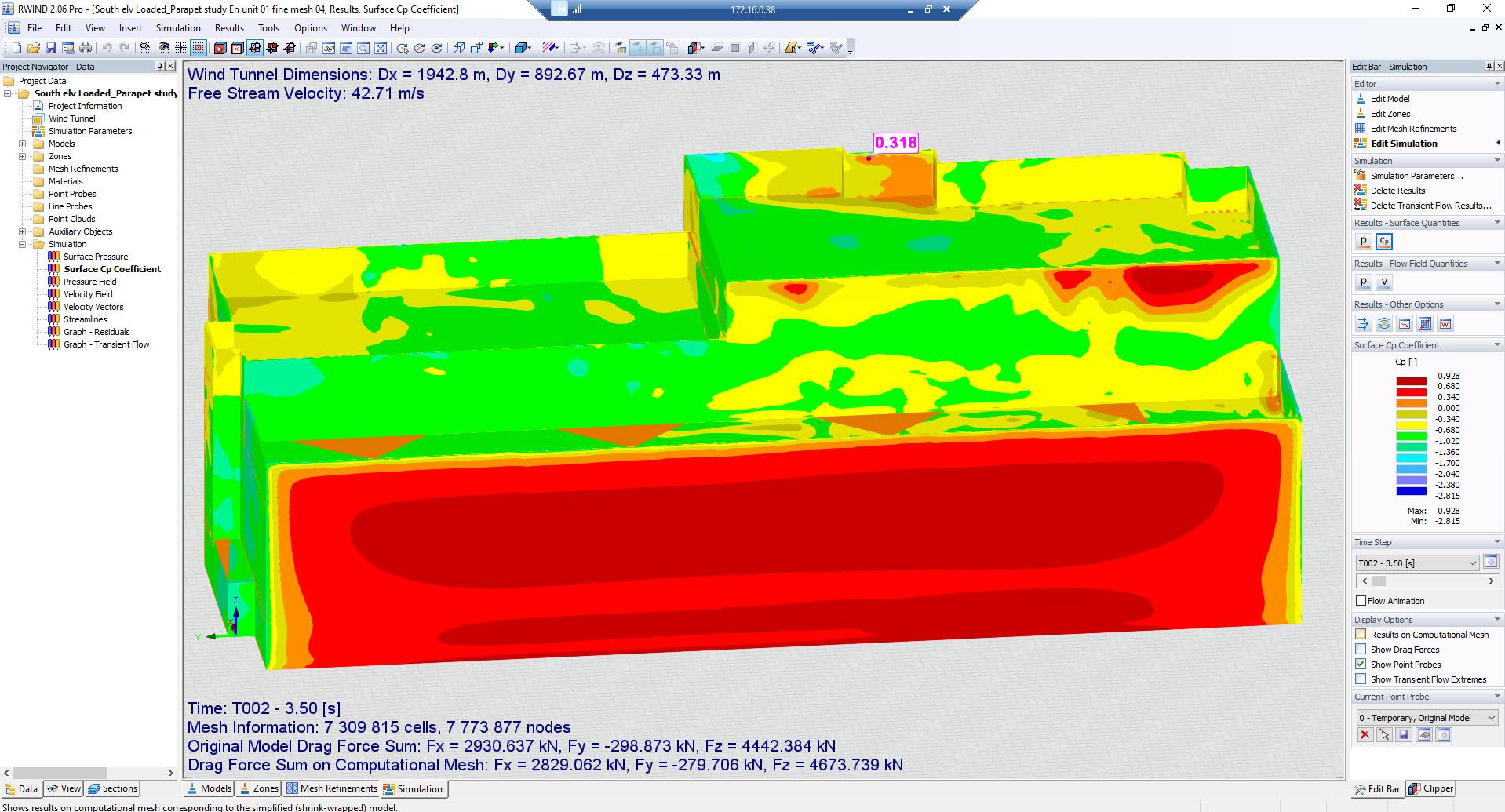 Cp Value in Building with Parapets
