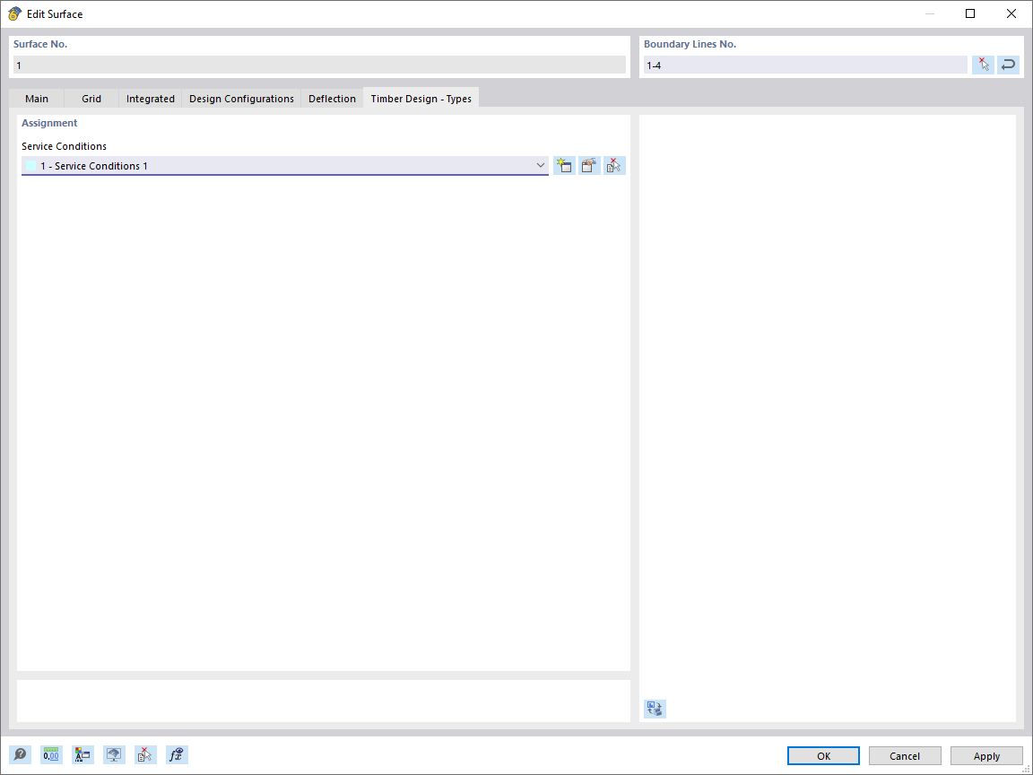 Dialog Box "Edit Surface", Tab "Timber Design – Types"