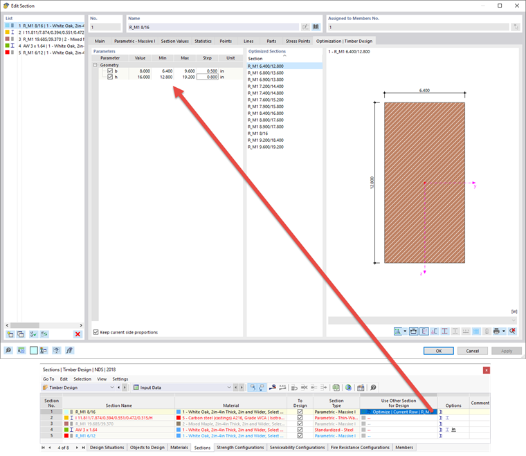 Simplified Cross-Section Optimization