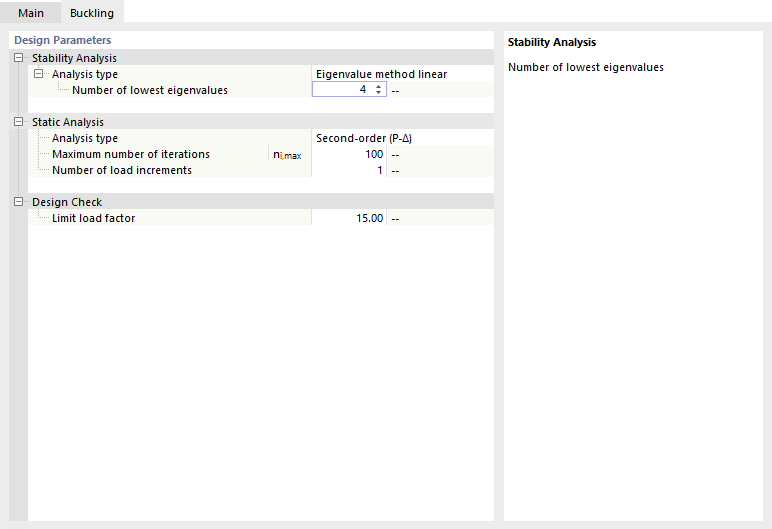 Design Parameter for Buckling Analysis