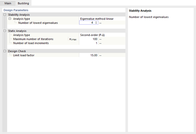 Design Parameter for Buckling Analysis