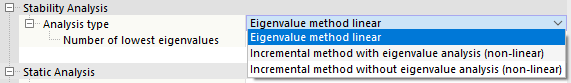 Selecting Analysis Type for Stability Analysis