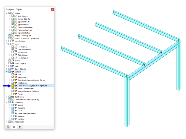 Visibility Without Display of Inactive Objects