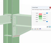 Results of the stress-strain calculation and control panel