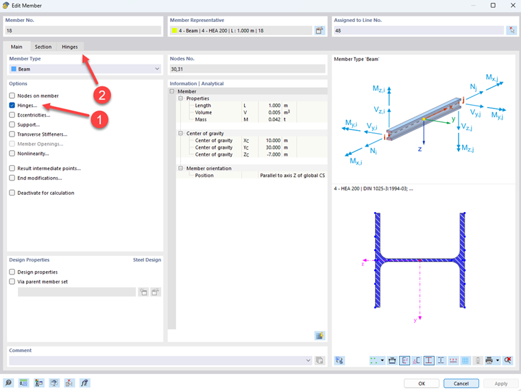 FAQ 005470 | How can I connect a member to a node as hinged?