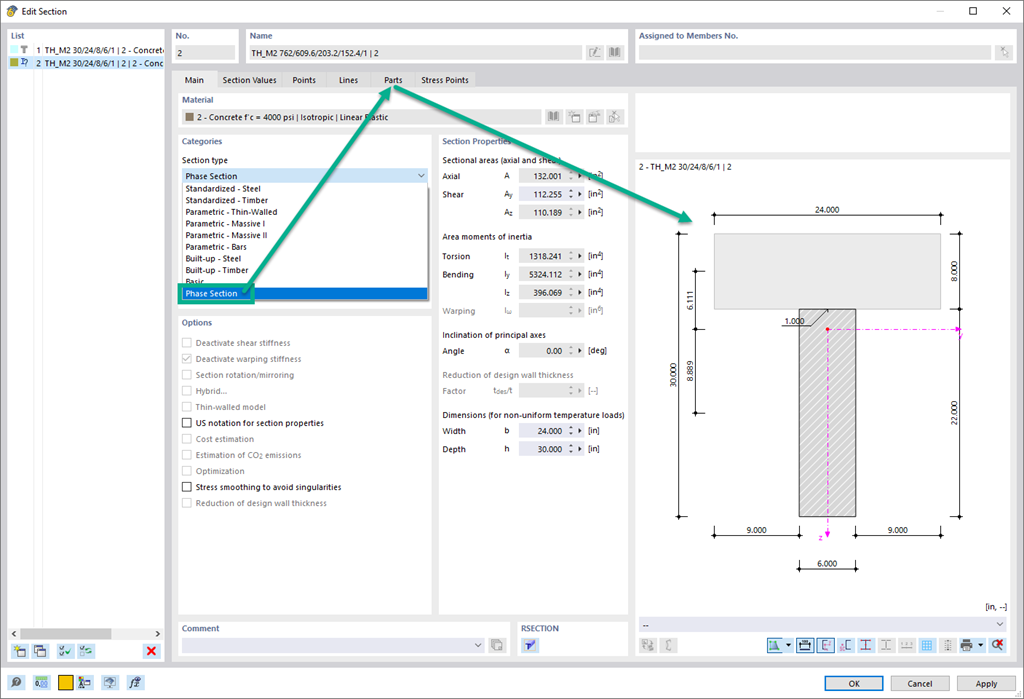 Feature 002797 | Phase Sections in Construction Stages Analysis (CSA) Add-on