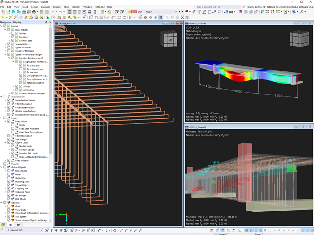 Two-span concrete beam with cantilever in RFEM 6