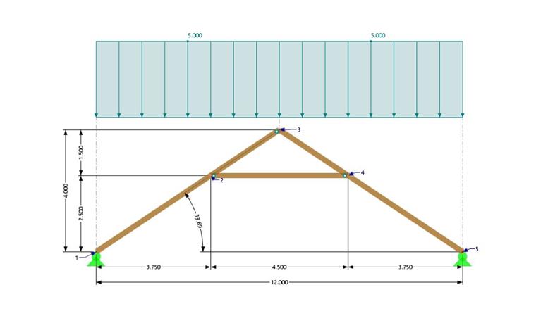VE 009956 | Collar Roof: Structural System, Dimensions, and Load Application 1