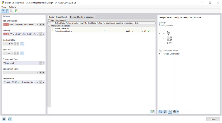 Design Check Details for Buckling Analysis
