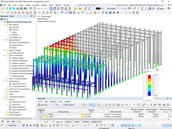 Model of Storage Facility Construction with Deformation Results in RSTAB 9