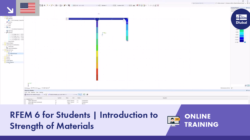RFEM 6 for Students | Introduction to Strength of Materials | Apr 17, 2024