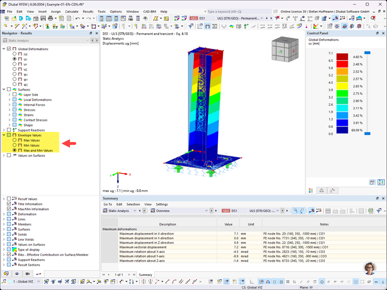 FAQ 005503 | Why are the maximum deformations not displayed?