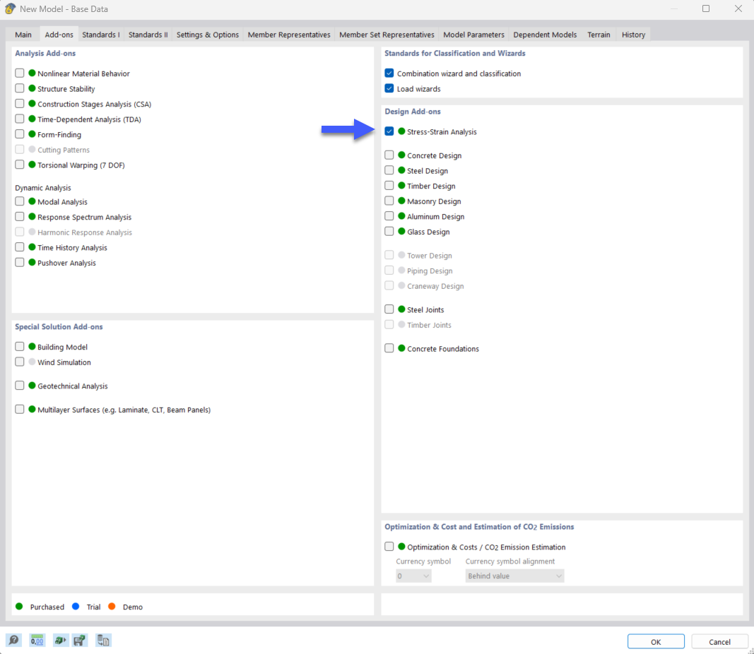 Activating "Stress-Strain Analysis" Add-on