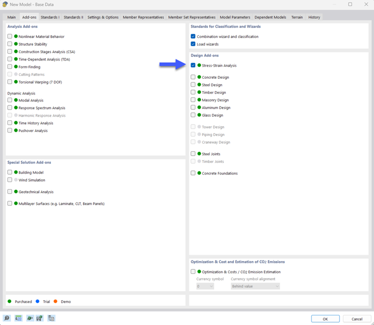 Activating "Stress-Strain Analysis" Add-on