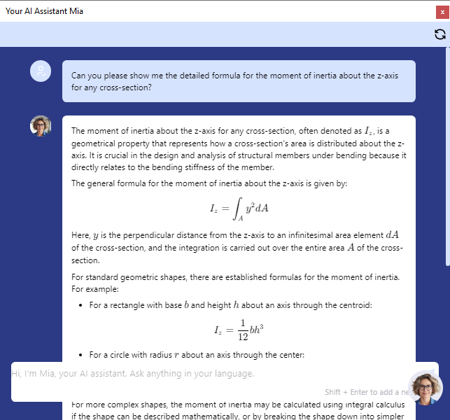 Feature 002817 | Output of Formulas by AI Chatbot Mia