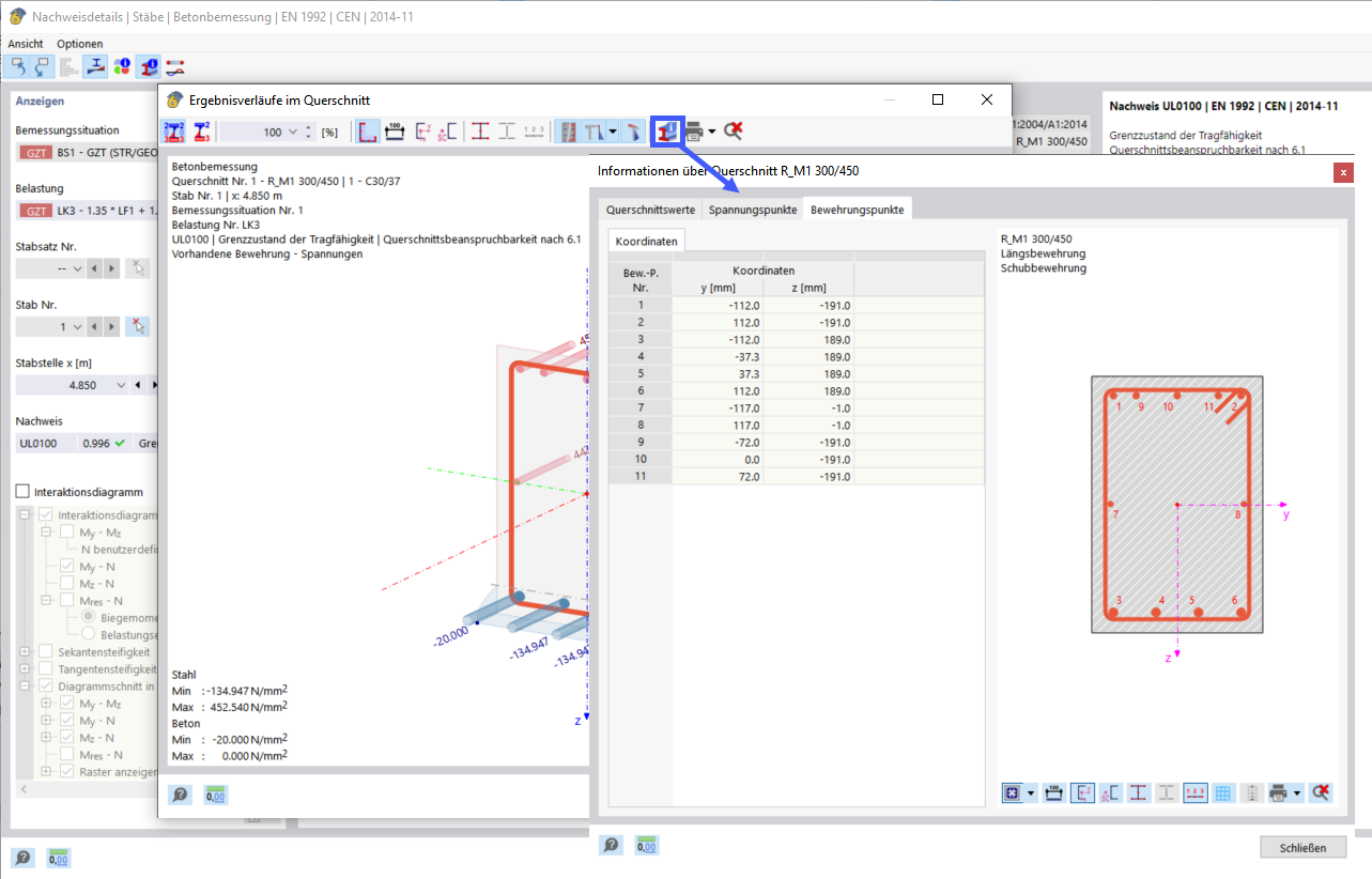 Displaying Information About Section in Result Diagrams