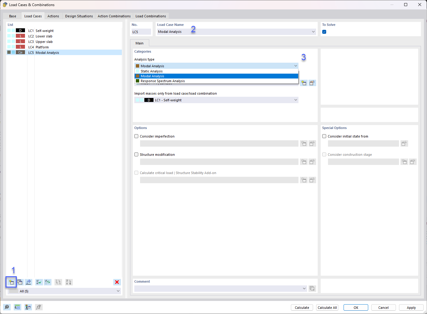 Creating Modal Analysis Load Case