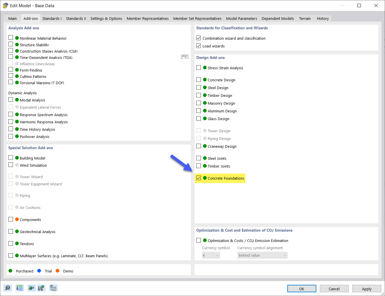 Activating "Concrete Foundations" Add-on