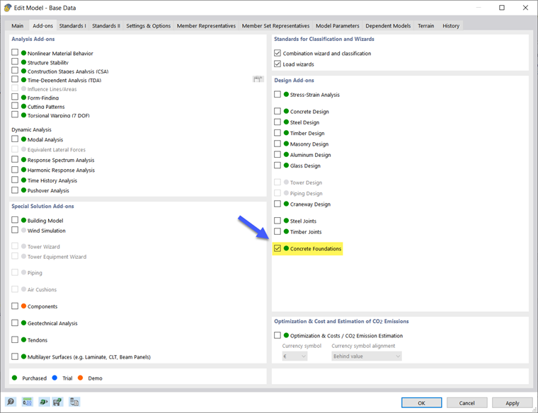 Activating "Concrete Foundations" Add-on