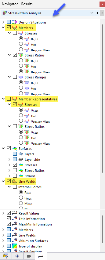 Navigator – Results for Stress-Strain Analysis