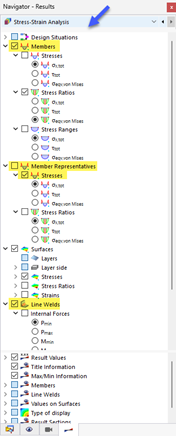 Navigator – Results for Stress-Strain Analysis