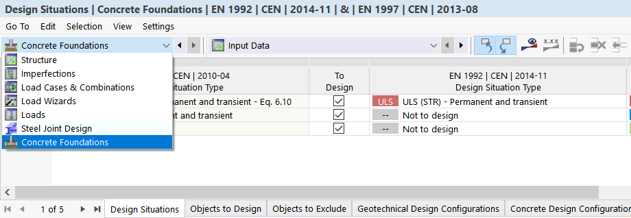Category "Concrete Foundations" in Table