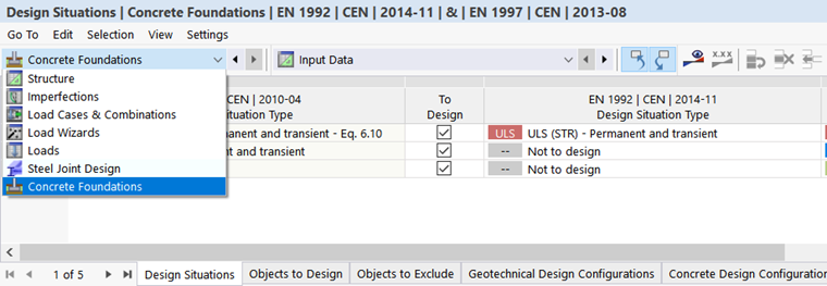 Category "Concrete Foundations" in Table