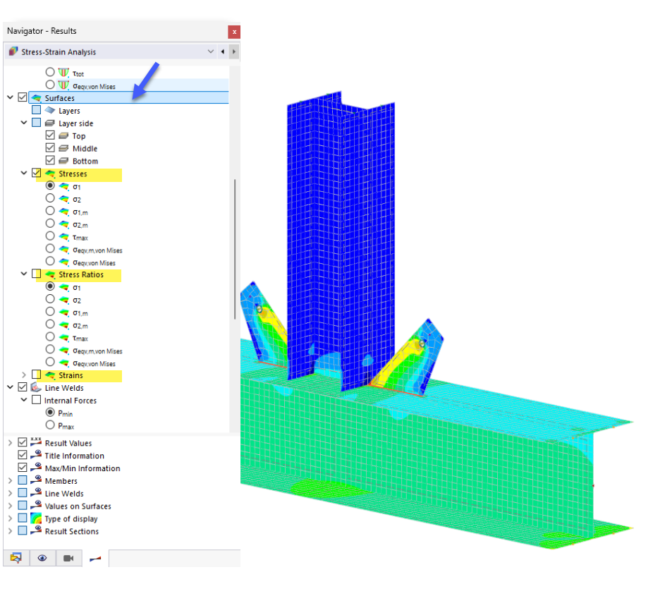 Displaying Stresses on Surfaces