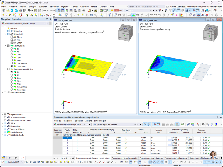 FAQ 005531 | Why are the stresses of the structural analysis different from those calculated with the Stress-Strain Analysis add-on?