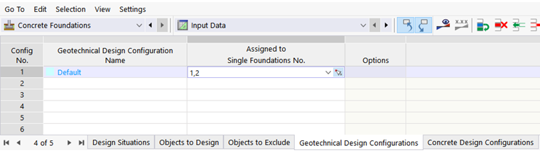 Assigning Objects in Table of Design Configuration