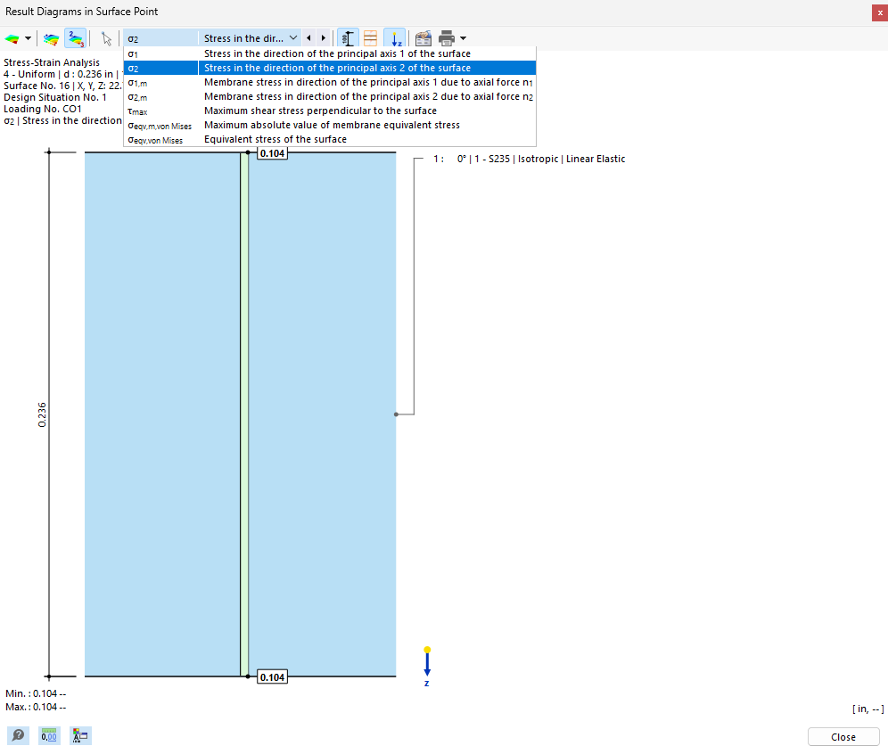 Selecting Result Type for Stress Diagram