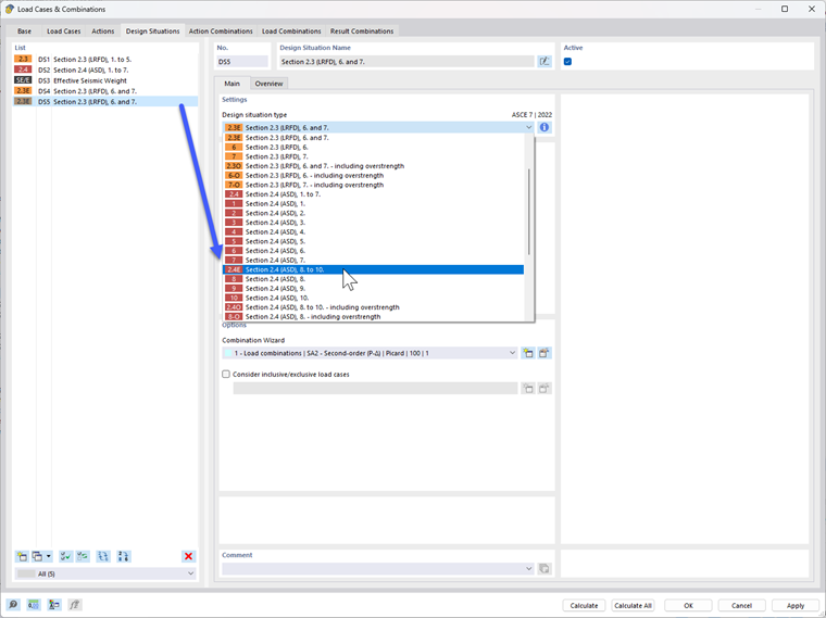 Creating ASD Seismic Design Situation