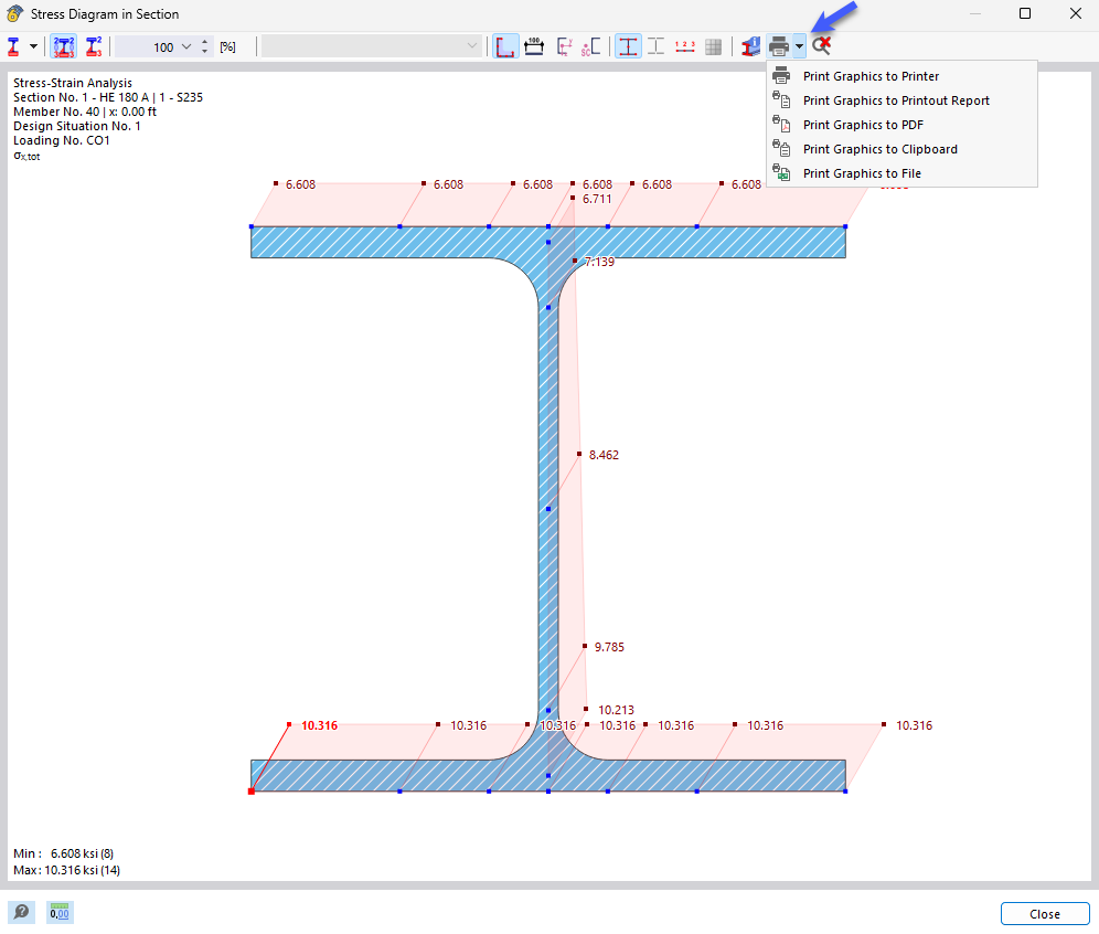 Printing Stress Diagrams in Section
