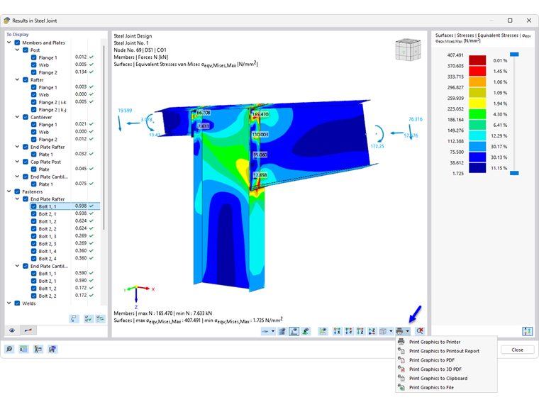 Printing Results in Steel Joint