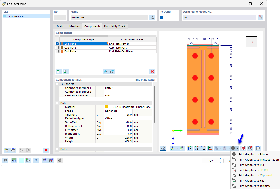 Graphic Printout of Steel Joint