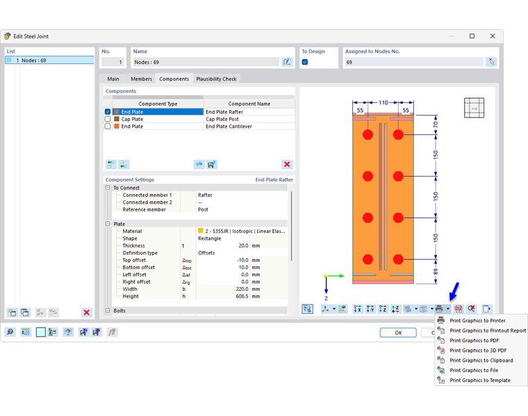 Graphic Printout of Steel Joint