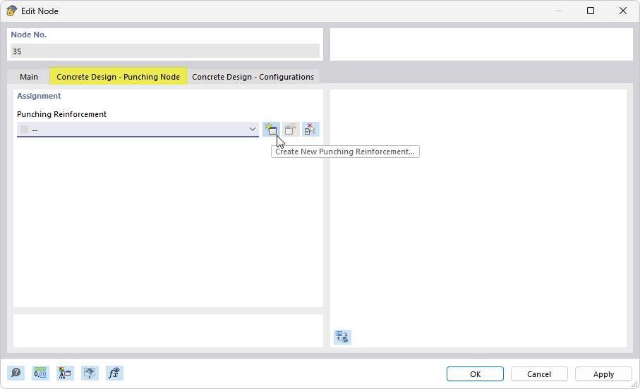 Defining Punching Shear Reinforcement in Dialog Box "Edit Node"